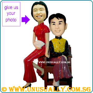 Custom 3D Shanghai Night Lovely Couple Figurines